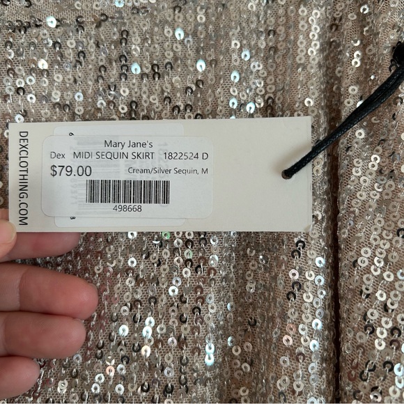 NWT Dex champagne sequins midi skirt medium - Picture 3 of 5